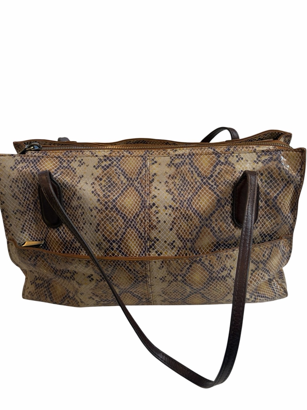 HOBO FRIAR shoulder bag  python-embossed leather diamond design EUC shine